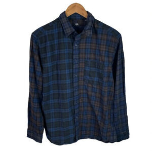 BF391 Mens Uniqlo Brand Preppy Plaid Flannel Button Down Shirt S